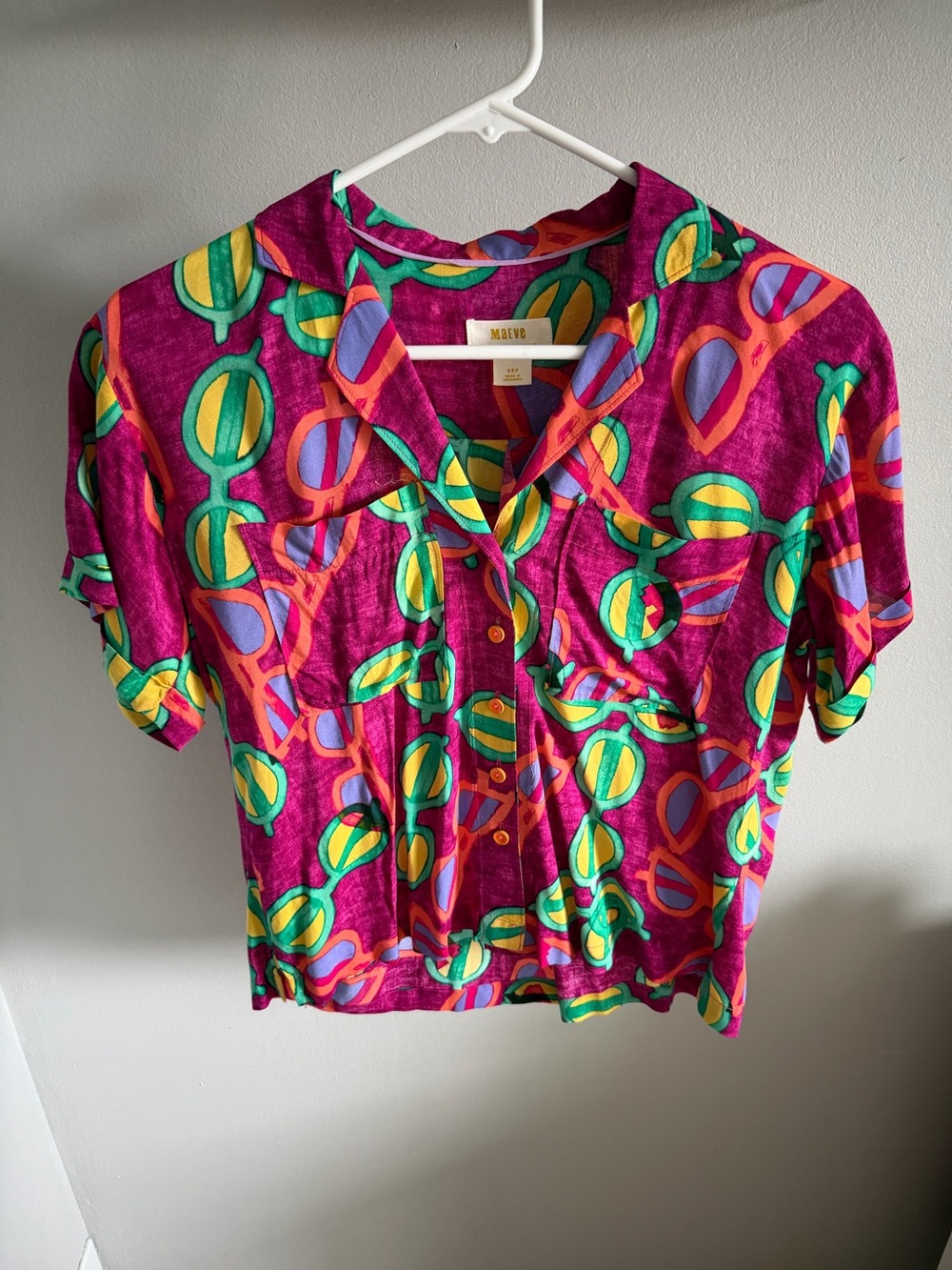 Anthropologie Maeve Multicolor Floral Button Shirt - Magenta Base